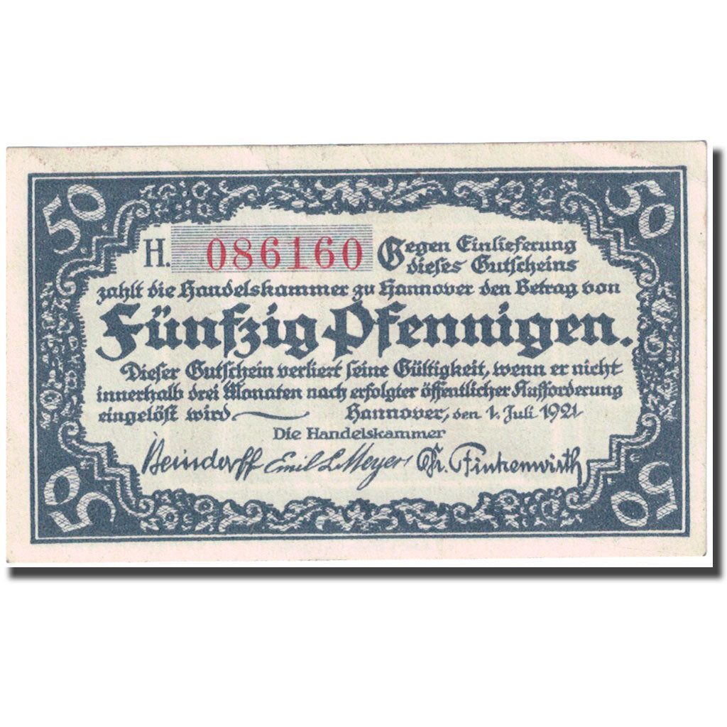 Banconote, Germania, Hannover, 50 Pfennig, pont 1921-07-01 SPL Mehl:572.1