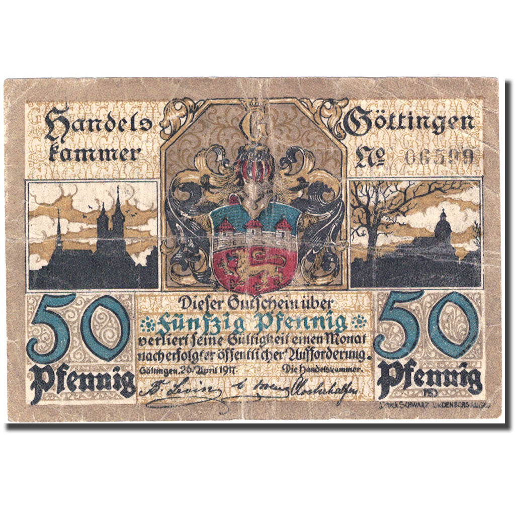 Banconote, Germania, Göttingen, 50 Pfennig, Blason 1917-04-24, MB Mehl: G25.3d