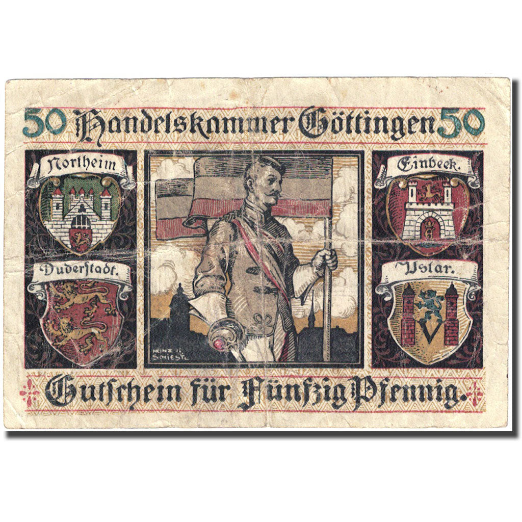 Banconote, Germania, Göttingen, 50 Pfennig, Blason 1917-04-24, MB Mehl: G25.3d