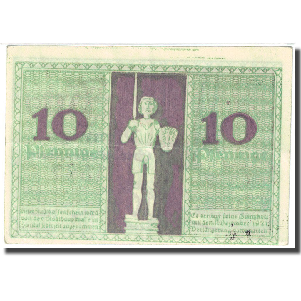 Banconote, Germania, Stendal, 10 Pfennig, Eglise, 1920 BB Mehl:S109.4e