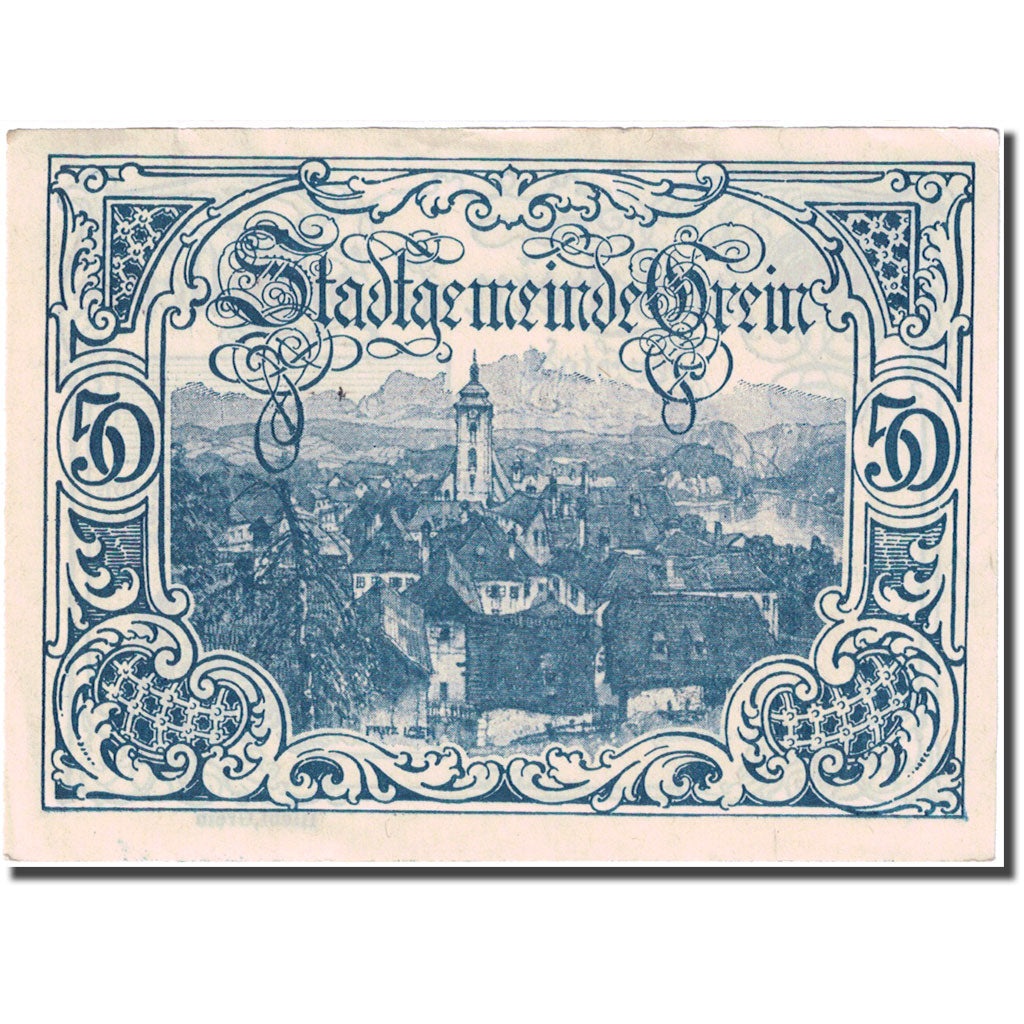 Billet, Autriche, Grein, 50 Heller, village 1, 1920 SUP bleu Mehl:FS 276IIc