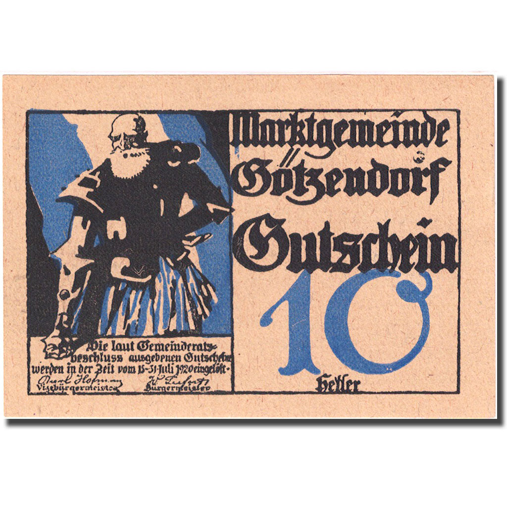 Banconote, Austria, Rot, 10 Heller, personnage, 1920 SPL blue Mehl:FS246IId
