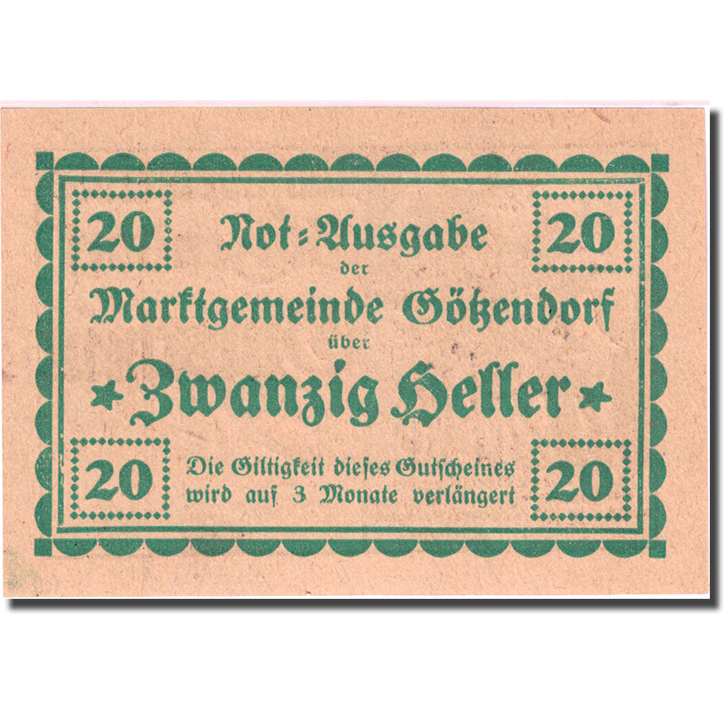 Banknot, Austria, Rot, 20 Heller, personnage 1, 1920, 1920-07-31, UNC(63)