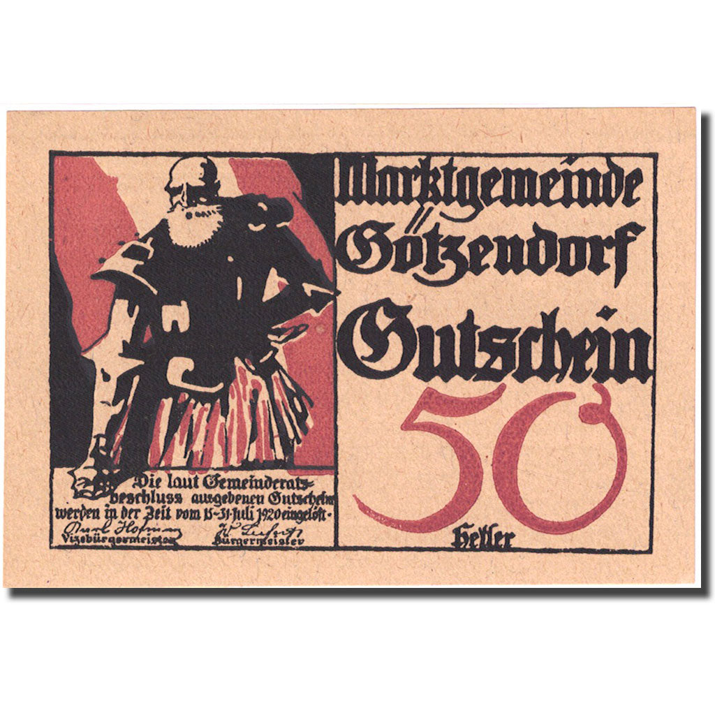 Geldschein Österreich Rot 50 Heller personnage 2, 1920 UNZ- braun Mehl:FS246IId