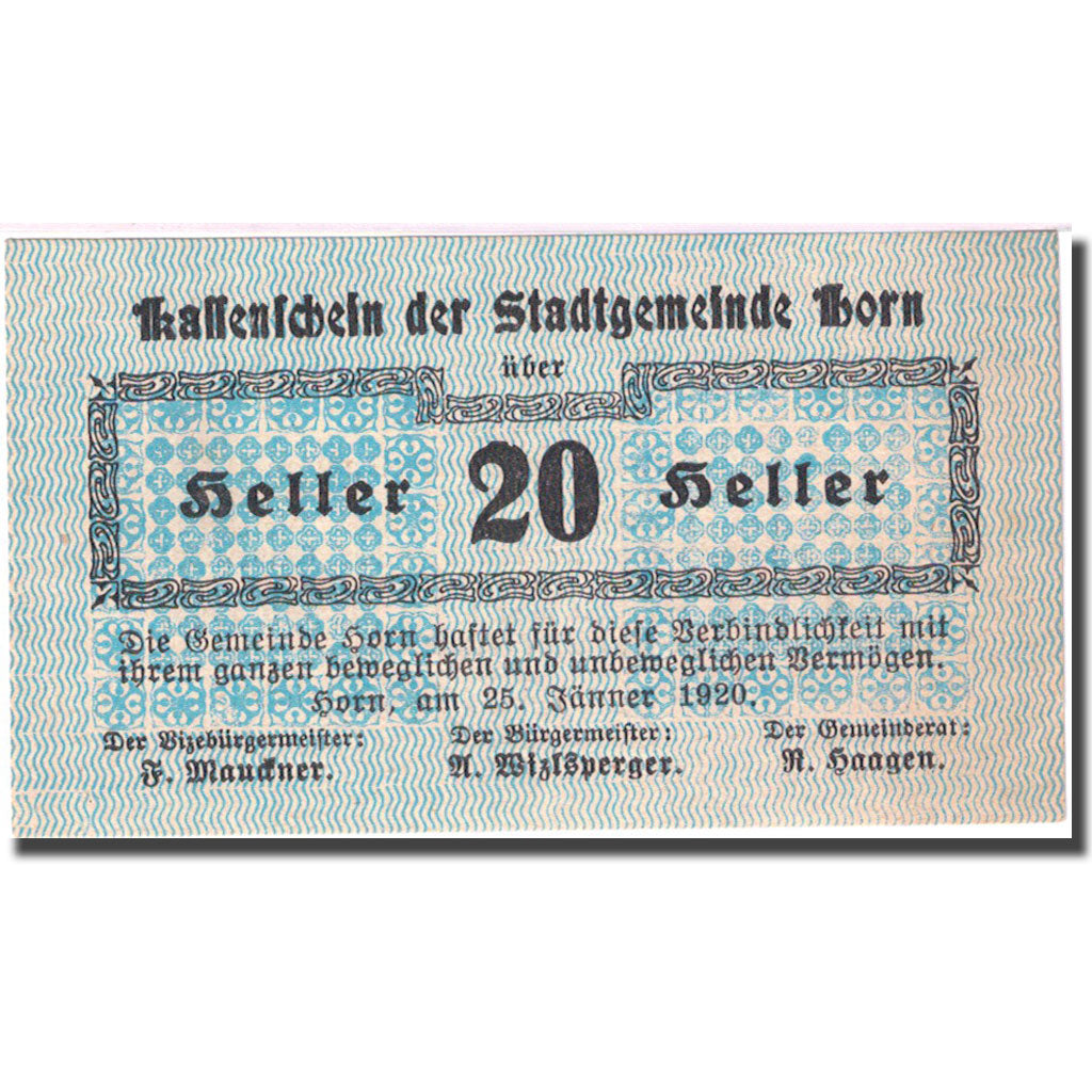 Banknot, Austria, Horn, 20 Heller, valeur faciale 1, 1920, 1920-01-25