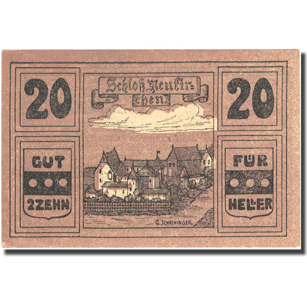 Banconote, Austria, Neukirchen, 20 Heller, château, 1920, SPL, Mehl:FS 659a