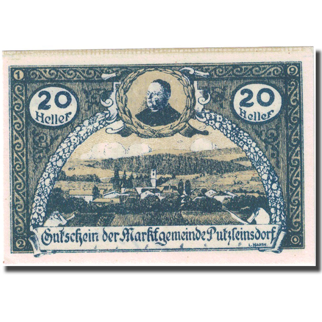 Banconote, Austria, Putzleinsdorf, 20 Heller, village, 1920 SPL  Mehl:FS804b