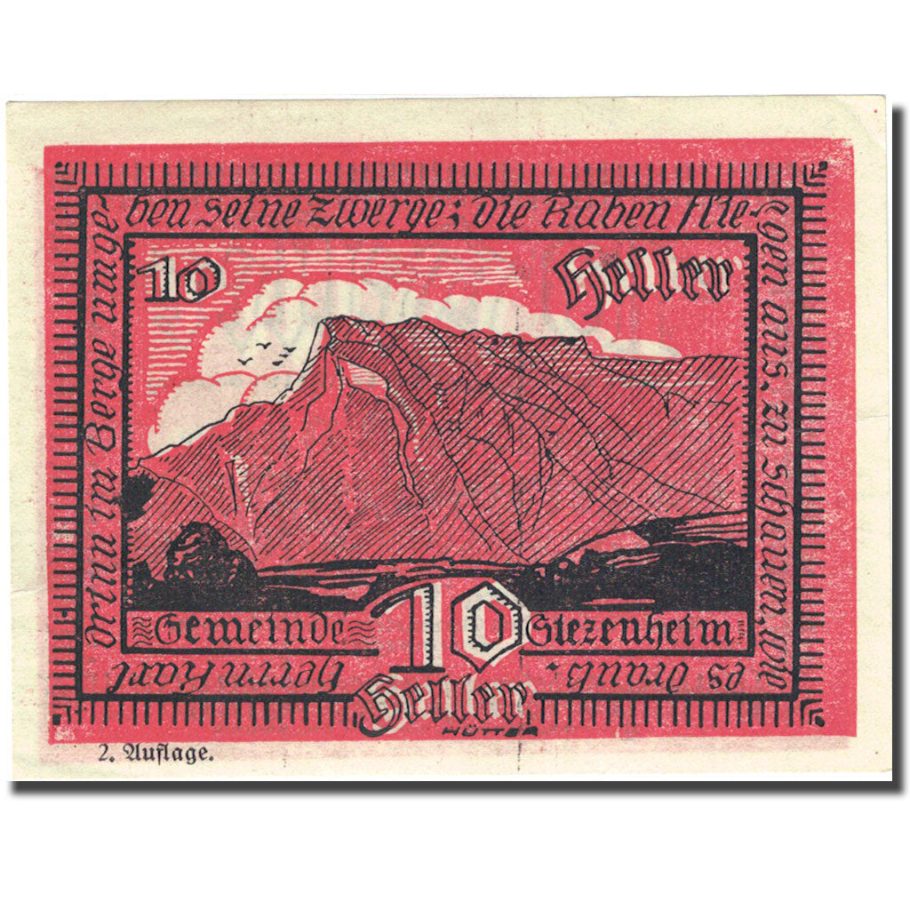 Billet, Autriche, Siezenheim, 10 Heller, montagne, 1920 SPL rouge Mehl:FS 996b