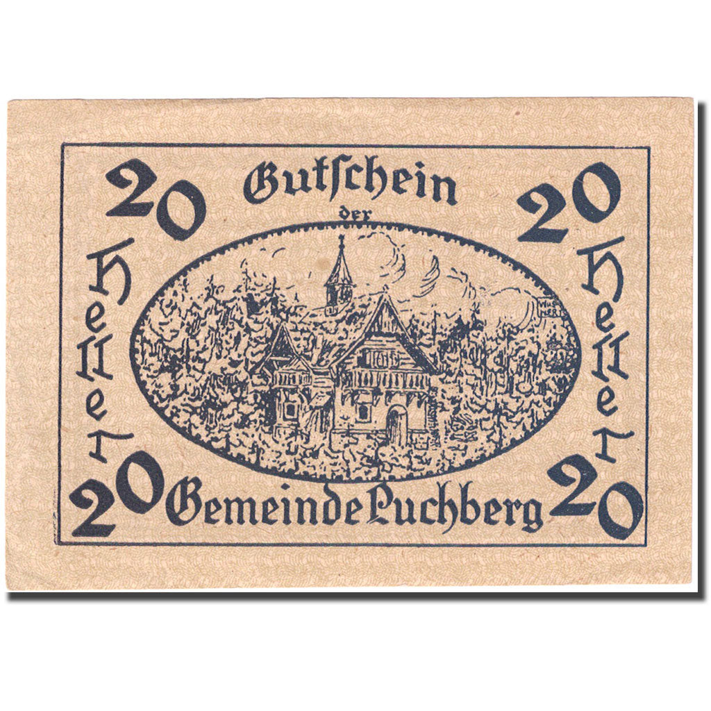 Billet, Autriche, Puchberg, 20 Heller, Eglise 1921-12-31, SUP Mehl:FS 785a