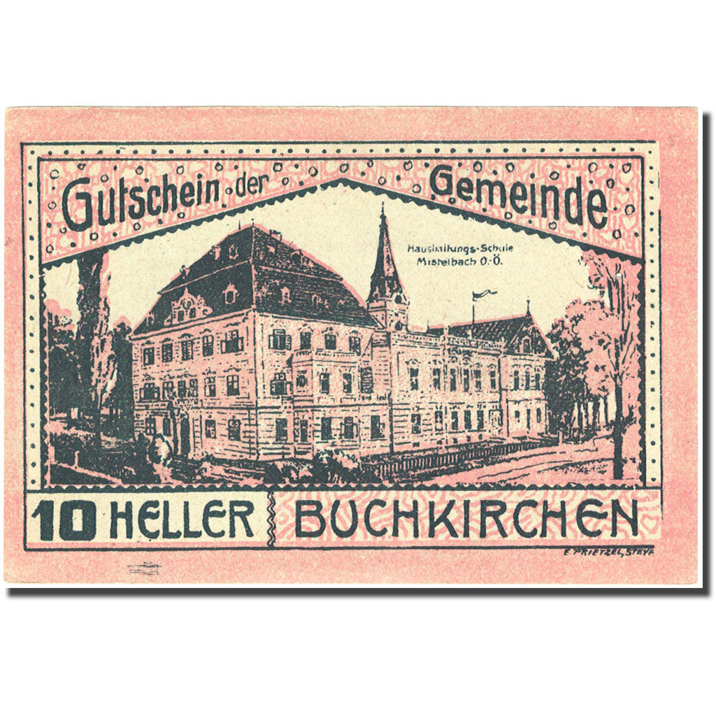Banconote, Austria, Buchkirchen, 10 Heller, Blason, 1920 SPL pink Mehl:FS 114a