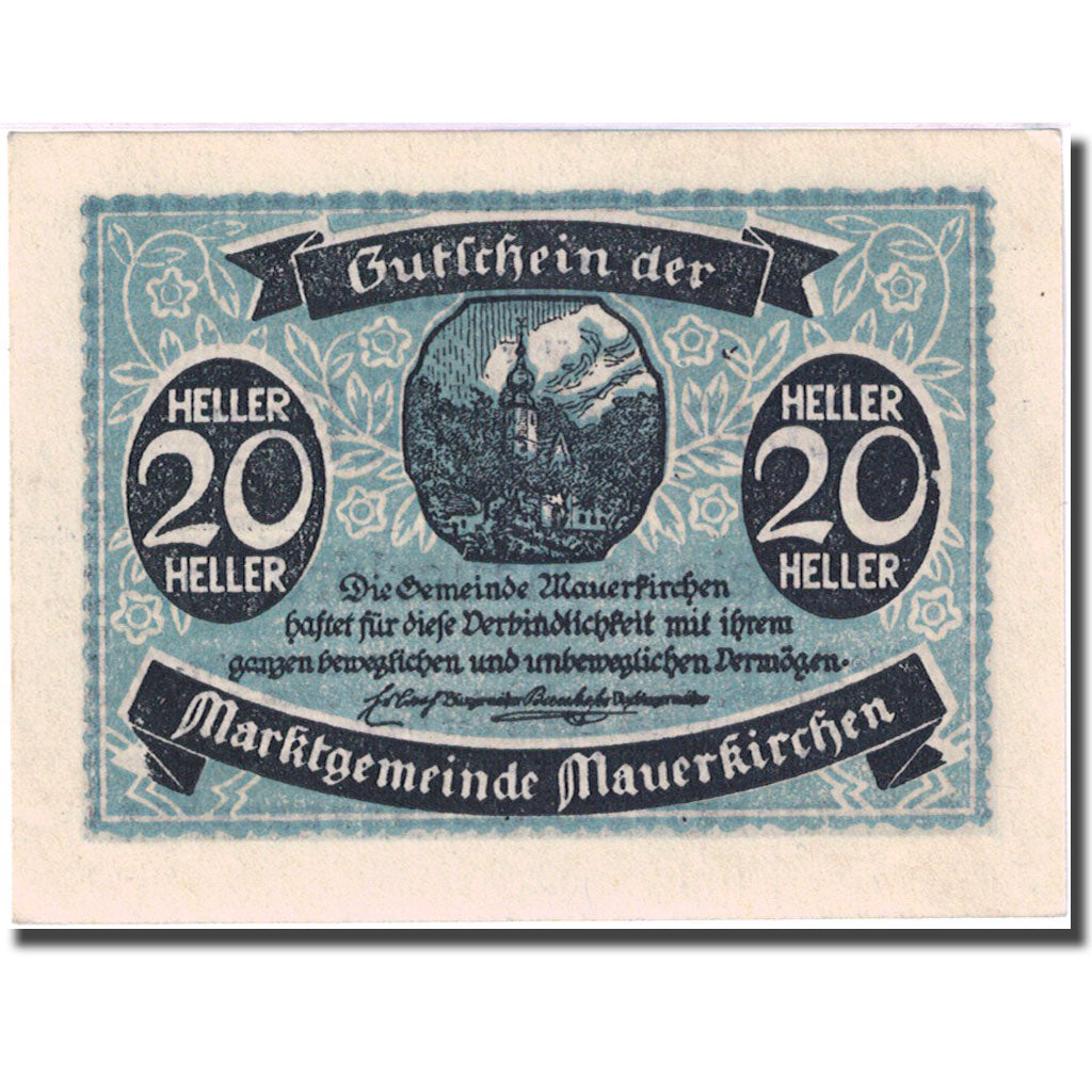 Geldschein, Österreich, Mauerkirchen, 20 Heller, Eglise, UNZ-, Mehl:FS 598IB