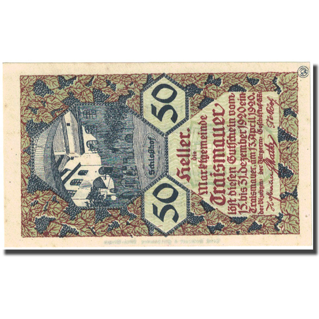 Banconote, Austria, Traismauer, 50 Heller, ecole, 1920 SPL Mehl:FS 1078II