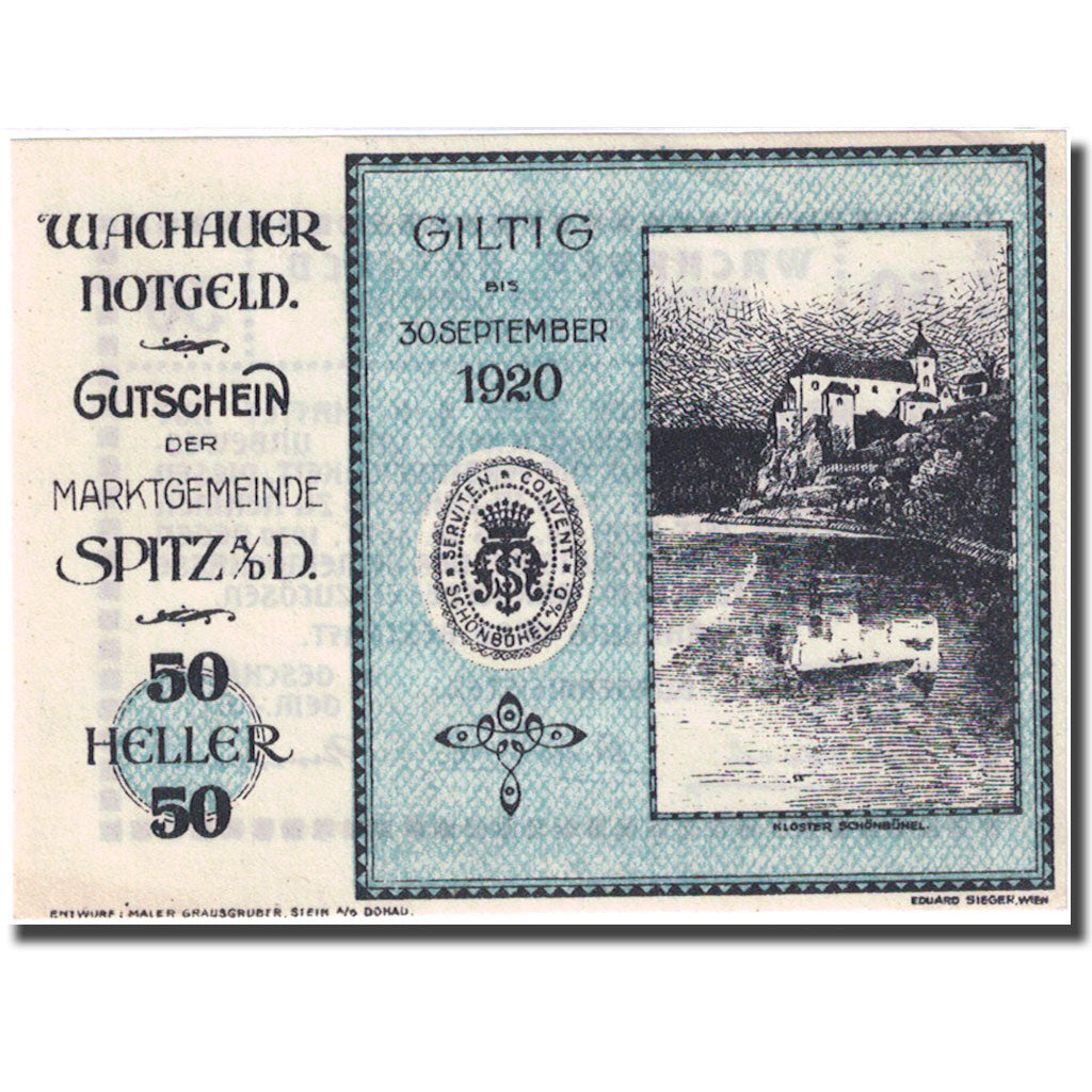 Banconote Austria Spitz an der Donau 50 Heller 1920 SPL Mehl:FS 1122.10IIa