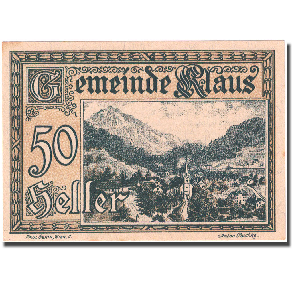 Banconote, Austria, Klaus, 50 Heller, montagne 1920-03-27, SPL Mehl:FS 454Ia