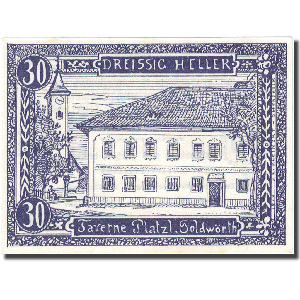 Billet, Autriche, Goldwörth, 30 Heller, Taverne, SPL, Mehl:FS 248b