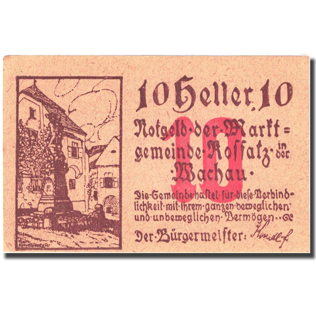 Billet, Autriche, Koffatz in der Wachau 10Heller Monument 1920 SPL Mehl:FS 848a