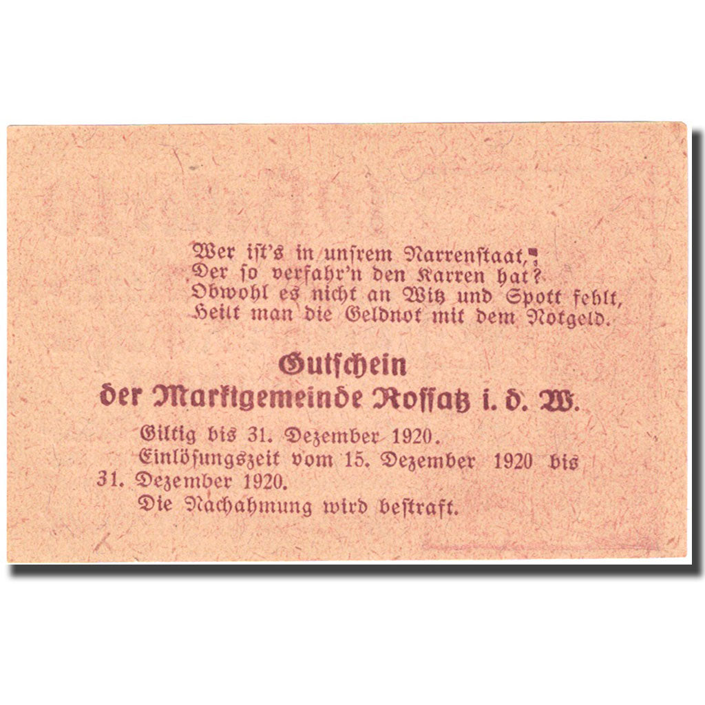 Billet, Autriche, Koffatz in der Wachau 10Heller Monument 1920 SPL Mehl:FS 848a