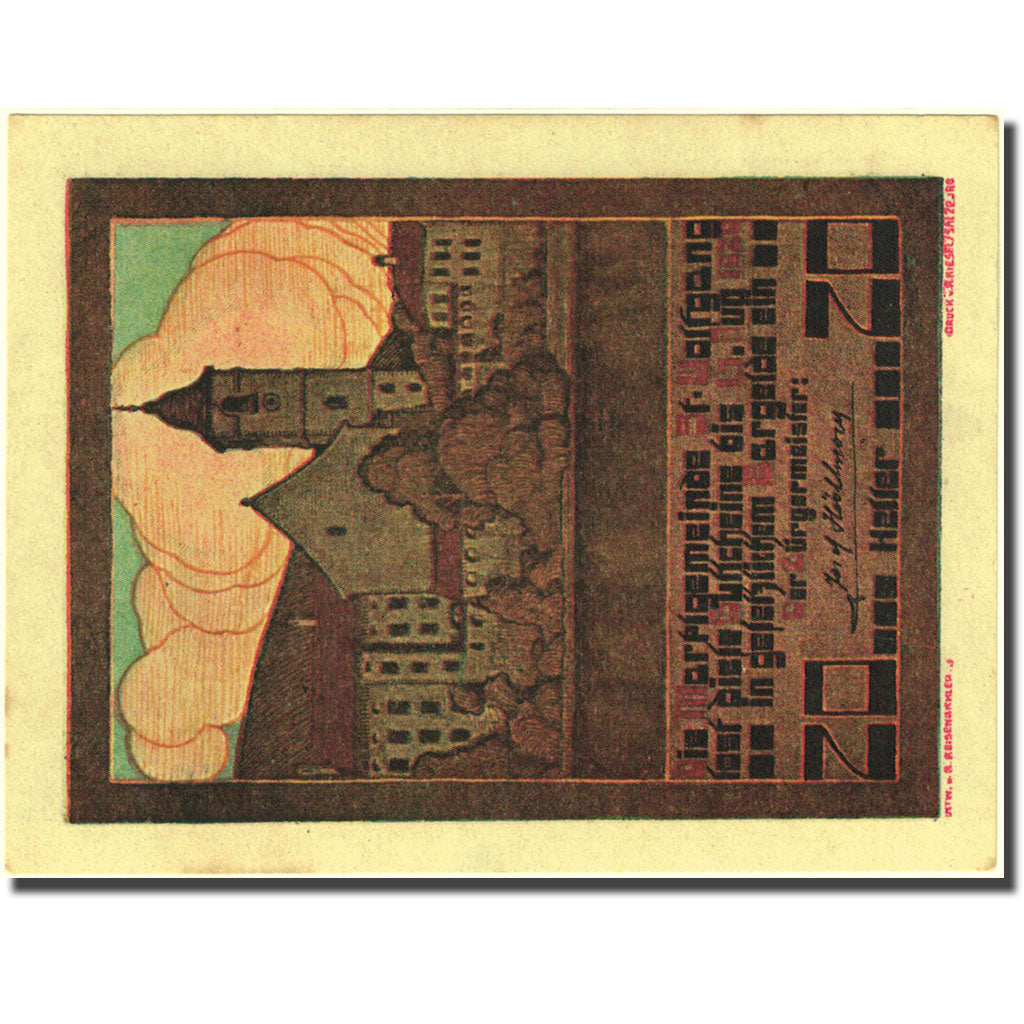 Billet, Autriche, St Wolfgang, 20 Heller, village 1, 1920 SPL Mehl:FS 947a