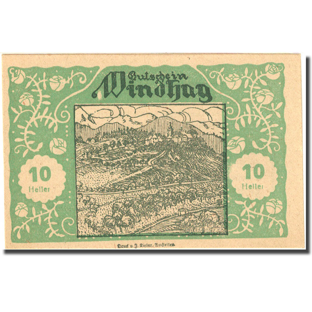 Geldschein, Österreich, Windhag, 10 Heller, paysage, 1920 UNZ- Mehl:FS 1244e