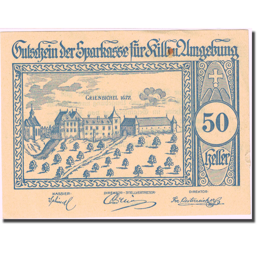 Banknot, Austria, Kilb, 50 Heller, château, 1920, 1920-12-31, AU(55-58)