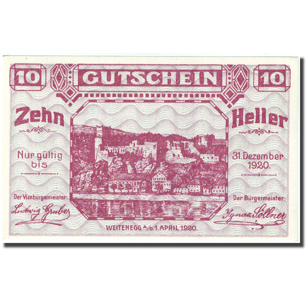 Banconote, Austria, Weitenegg an der Donau, 10 Heller 1920 SPL Mehl:FS1163a