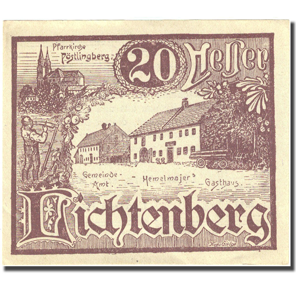 Banconote, Austria, Lichtenberg, 20 Heller, ferme 1920-12-31, SPL Mehl:FS 518a