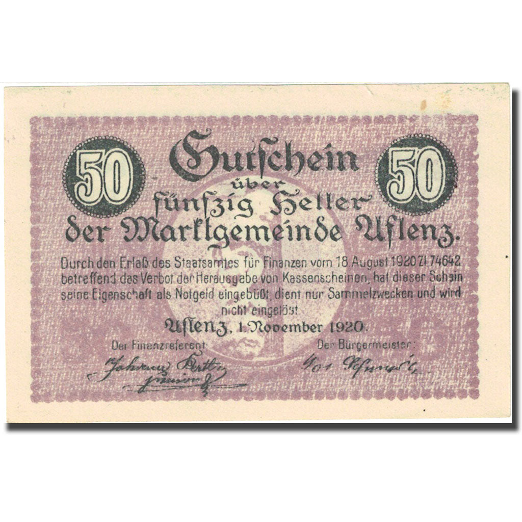 Geldschein, Österreich, Aflenz, 50 Heller, rue, 1920-11-01, UNZ-, Mehl:FS 7a
