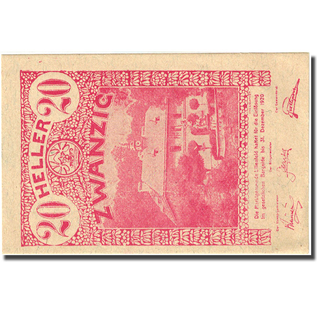 Billet, Autriche, Lilienfeld, 20 Heller, manoir 1920-12-31, SPL Mehl:FS 523Iaj