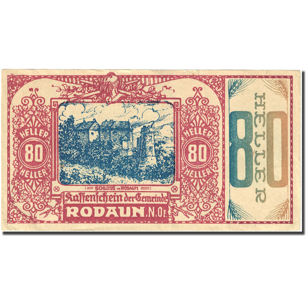 Banknot, Austria, Rodaun, 80 Heller, château, Undated, Undated, AU(55-58)
