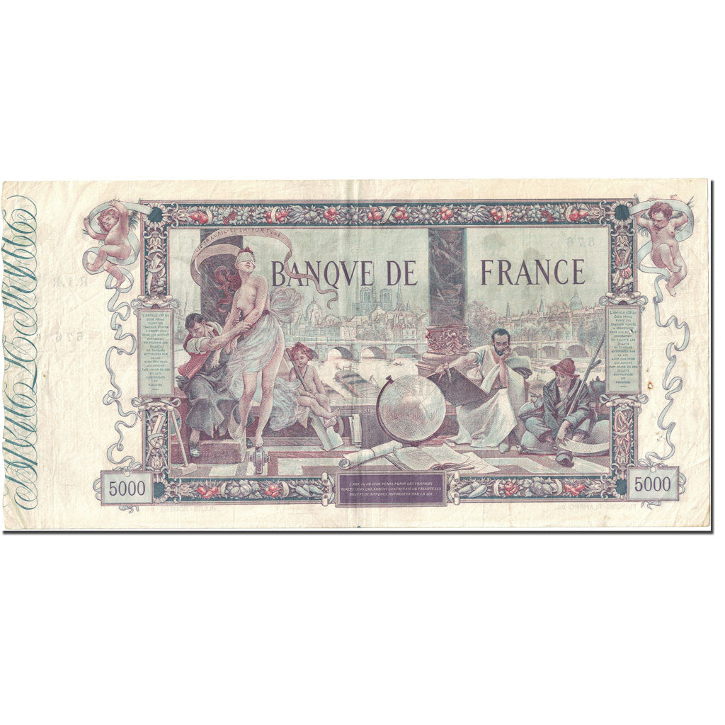 France, 5000 Francs, Flameng, 1918, 1918-01-02, AU(50-53), Fayette:43.1, KM:76