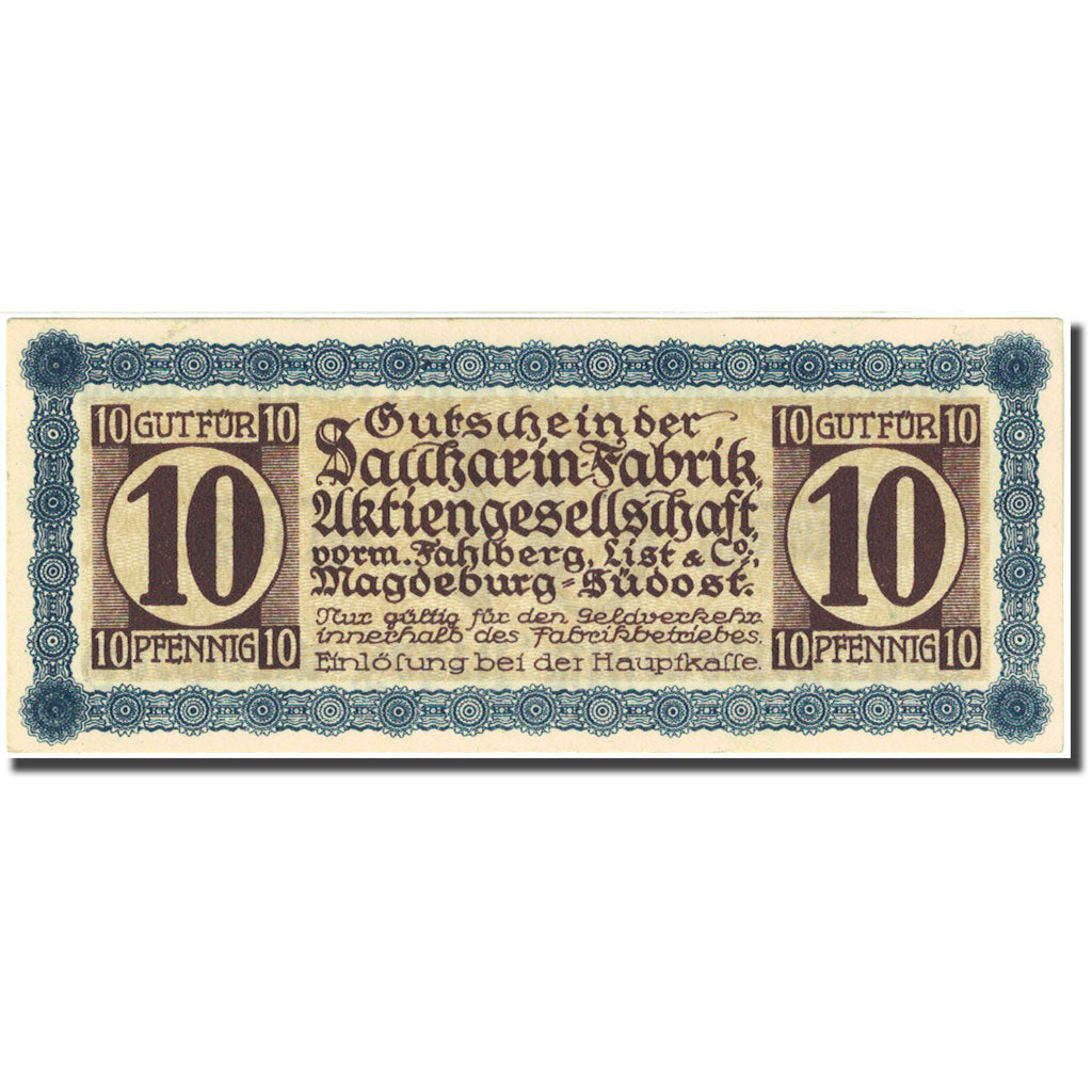 Banconote, Germania, Sacharin, 10 Pfennig, valeur faciale, SPL