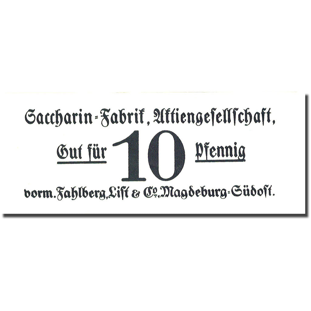 Banconote, Germania, Sacharin, 10 Pfennig, valeur faciale, SPL