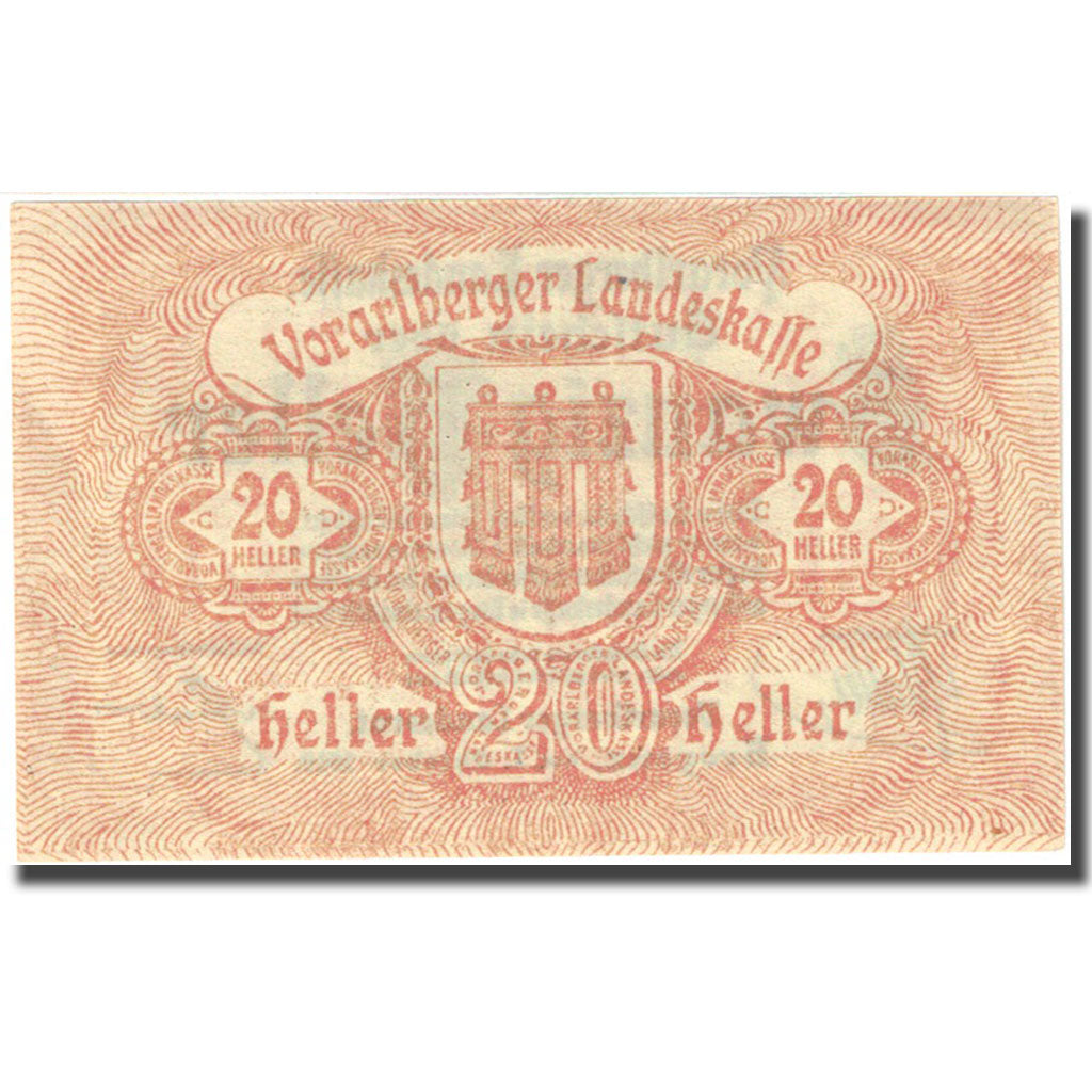 Banconote, Austria, Bregenz, 20 Heller, Blason 1919-10-01, SPL Mehl:FS 1118I