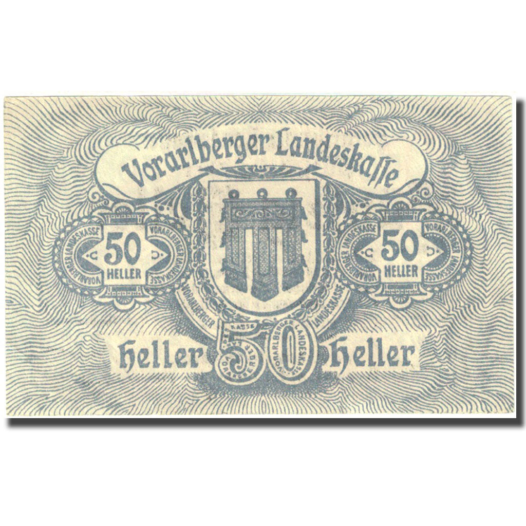 Banconote, Austria, Bregenz, 50 Heller, Blason, 1919 blue SPL Mehl:FS 1118I