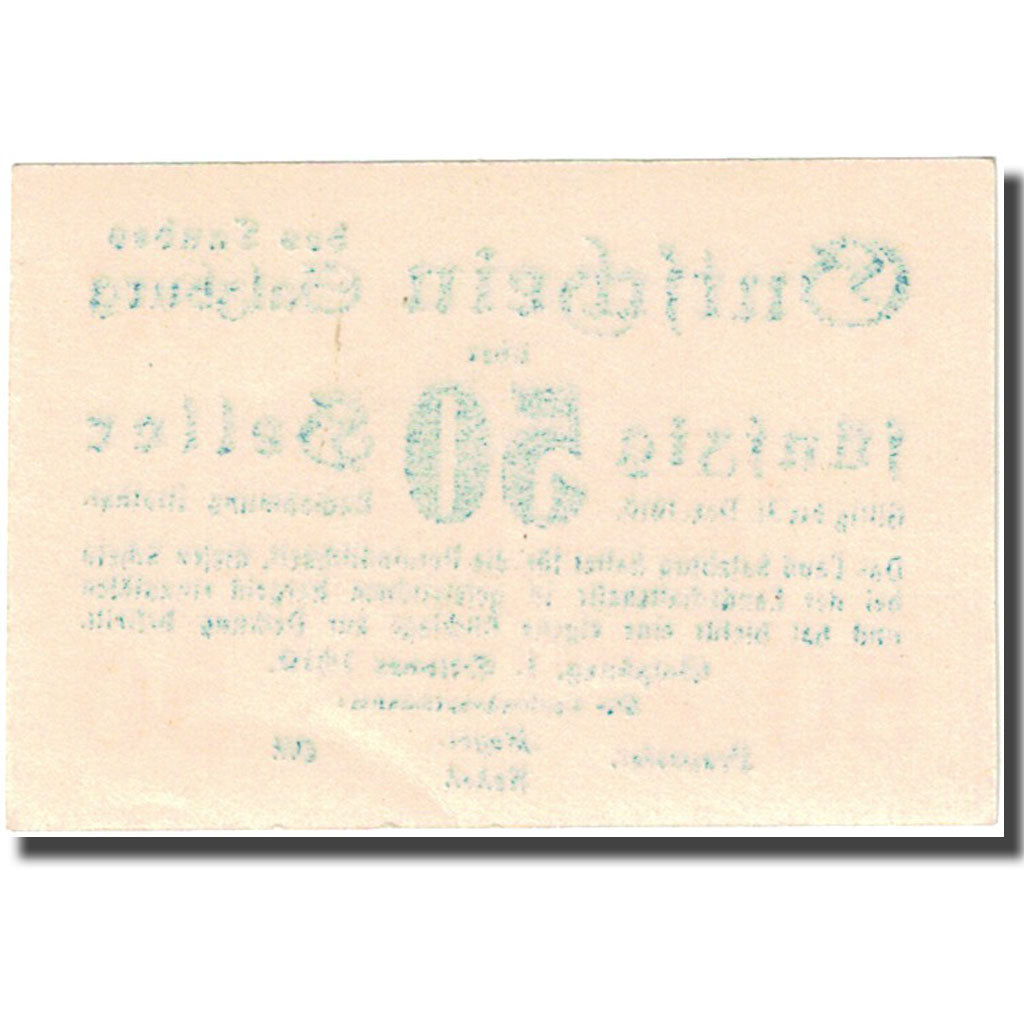 Billet, Autriche, Salzburg, 50 Heller, Blason 1919-12-31, SPL Mehl:FS 8601