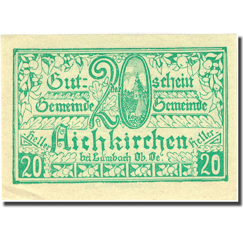 Banconote, Austria, Aichkirchen, 20 Heller, Eglise, 1921 SPL Mehl:FS 11