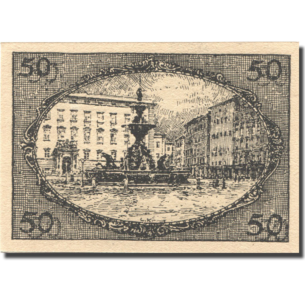 Billet, Autriche, Salzburg, 50 Heller, fontaine, 1920, SPL, Mehl:FS 862a