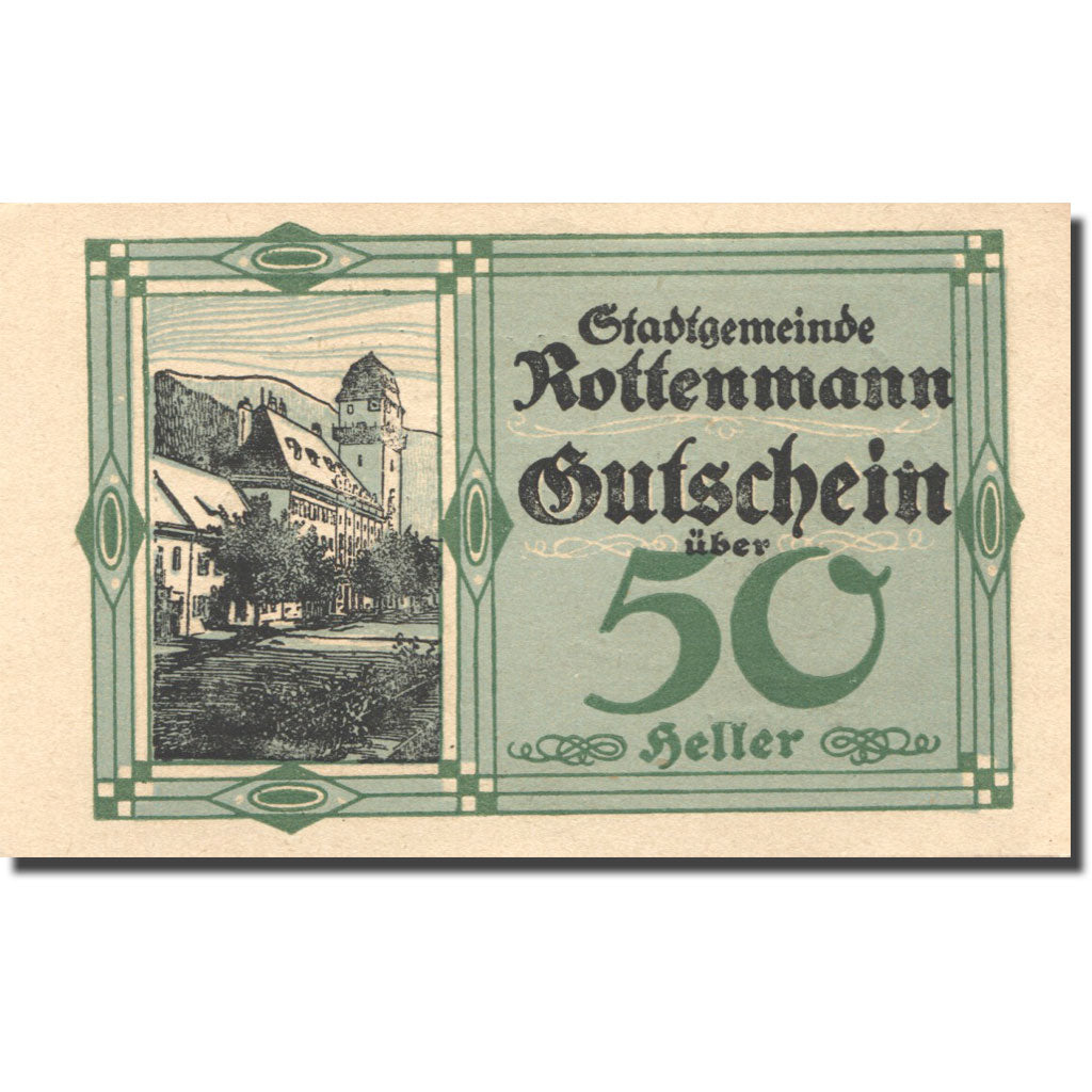 Geldschein, Österreich, Rottenmann, 50 Heller, château, 1920 UNZ Mehl:FS 852