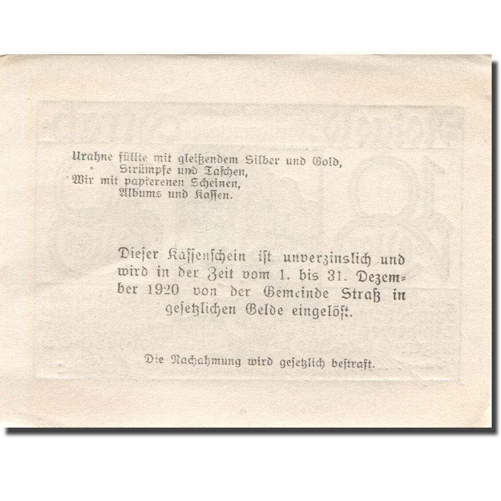 Banconote, Austria, Strass, 10 Heller, pont 1920-12-31, SPL-, Mehl:FS 1047a