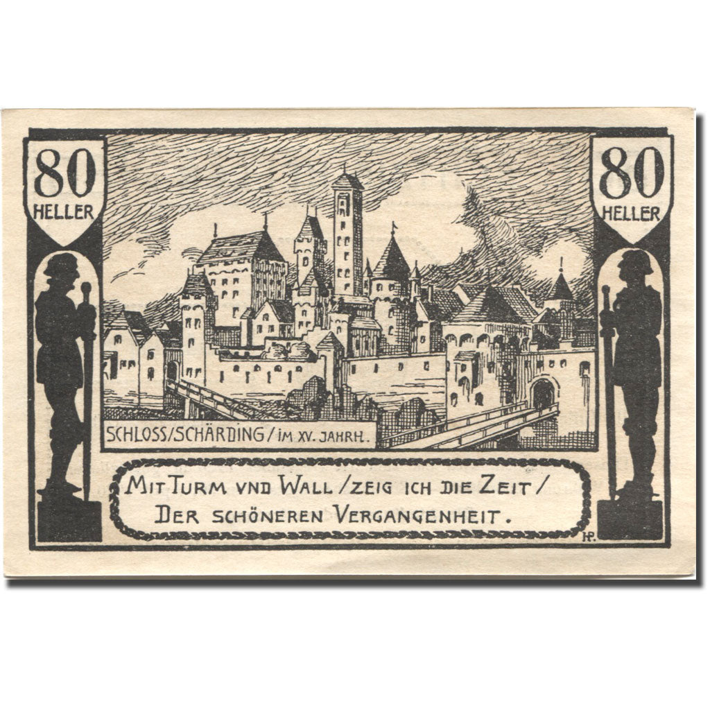 Banconote, Austria, Schärding a Inn, 80 Heller, Blason, 1920 SPL Mehl:FS 951IIb