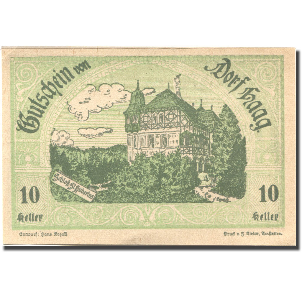 Geldschein, Österreich, Dorf Haag, 10 Heller, mairie 1920, UNZ- Mehl:FS 317c