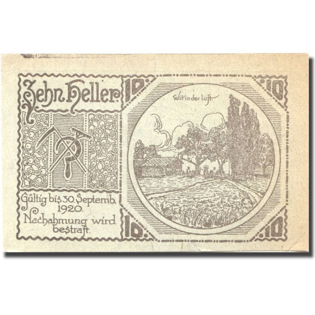 Banconote, Austria, Aschach a/d Steyr, 10 Heller, ferme, 1920 SPL- Mehl:FS 54a