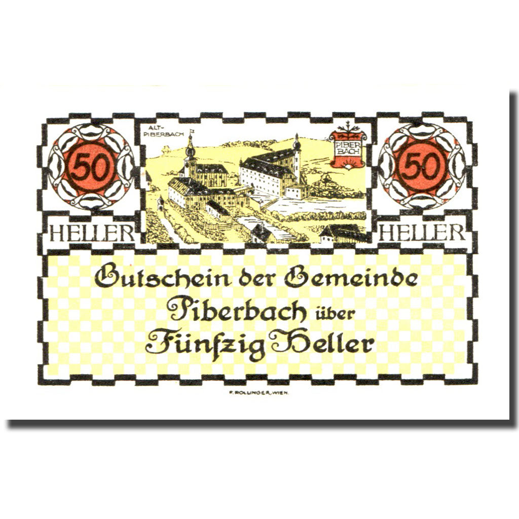 Billet, Autriche, Piberbach, 50 Heller, château, 1920, SPL Mehl:FS 746a