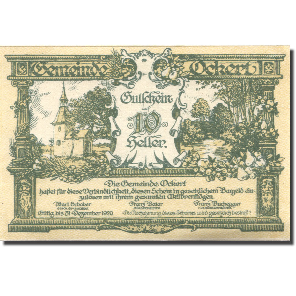 Geldschein, Österreich, Ockert, 10 Heller, Eglise 1920-12-31, UNZ- Mehl:FS 702a
