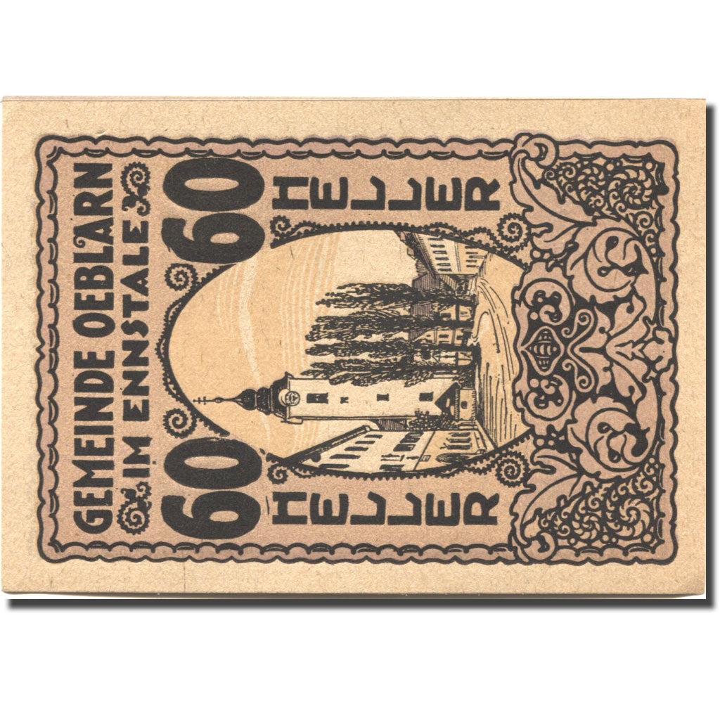 Billet, Autriche, Oeblarn, 60 Heller, Eglise 1920-10-31, SPL Mehl:FS 700IIa