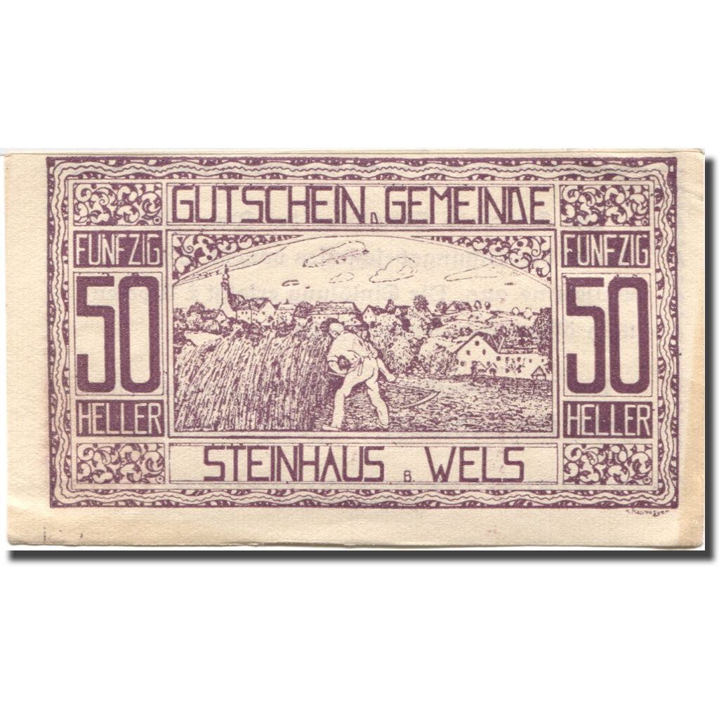 Banknot, Austria, Steinhaus, 50 Heller, agriculteur, 1920, 1920-05-31