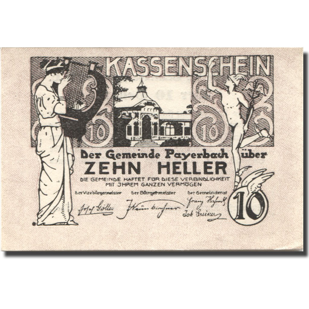Geldschein, Österreich, Payerbach, 10 Heller, personnage, 1920 UNZ Mehl:FS 725