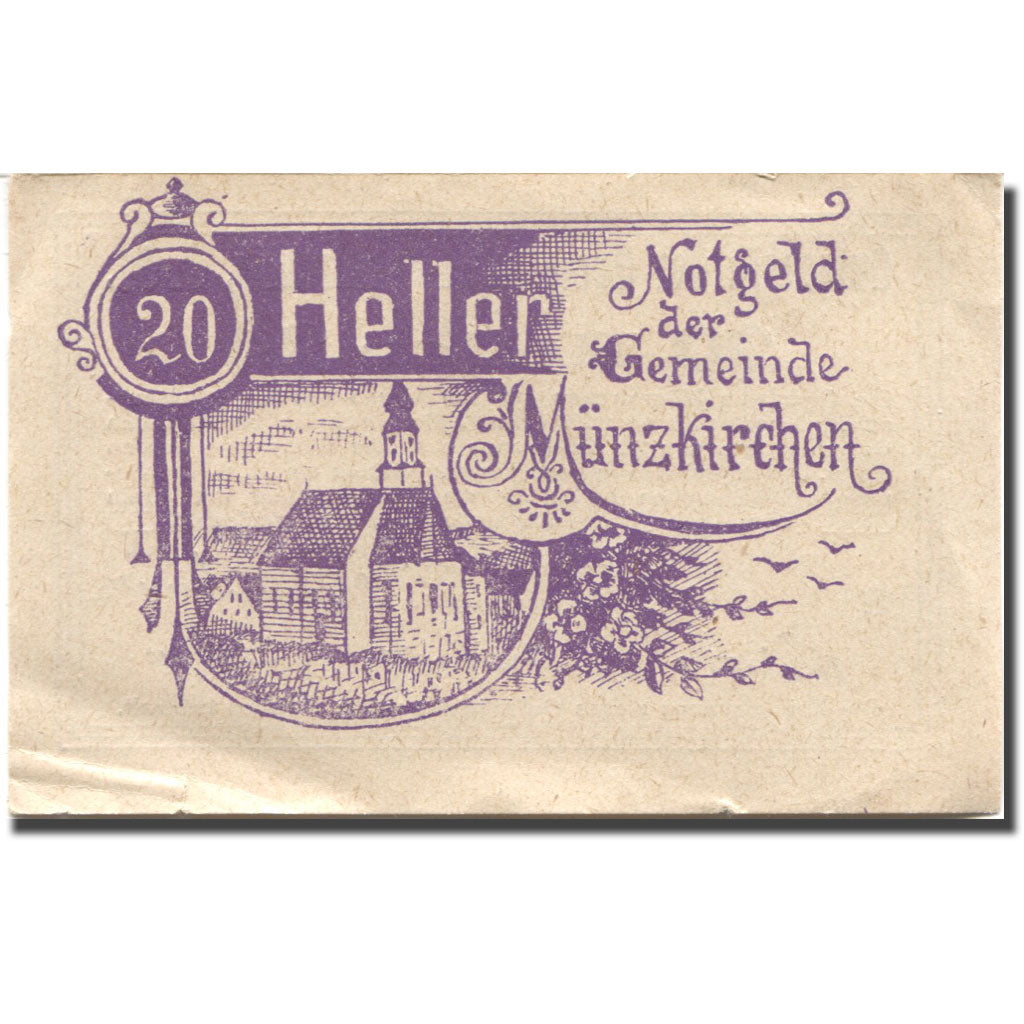 Billet, Autriche, Münzkirchen, 20 Heller, Eglise, 1920 TTB Mehl:FS 637