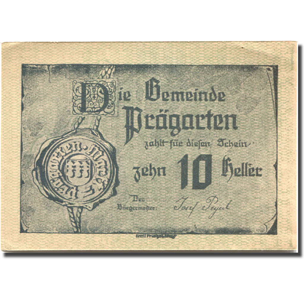 Banconote, Austria, Prägarten, 10 Heller, filature, 1920 SPL Mehl:FS 777a