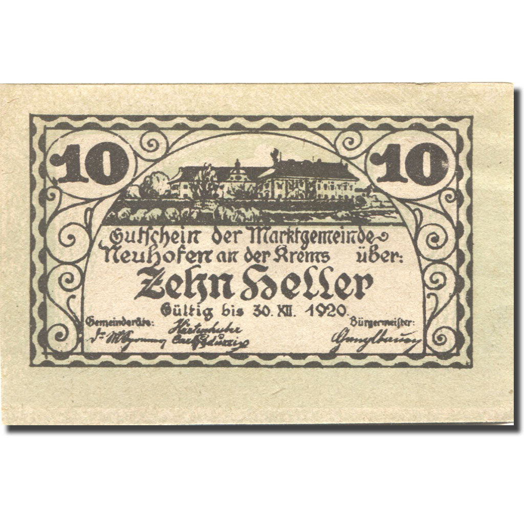 Geldschein, Österreich, Krems, 10 Heller, château, 1920 UNZ- Mehl:FS 648a